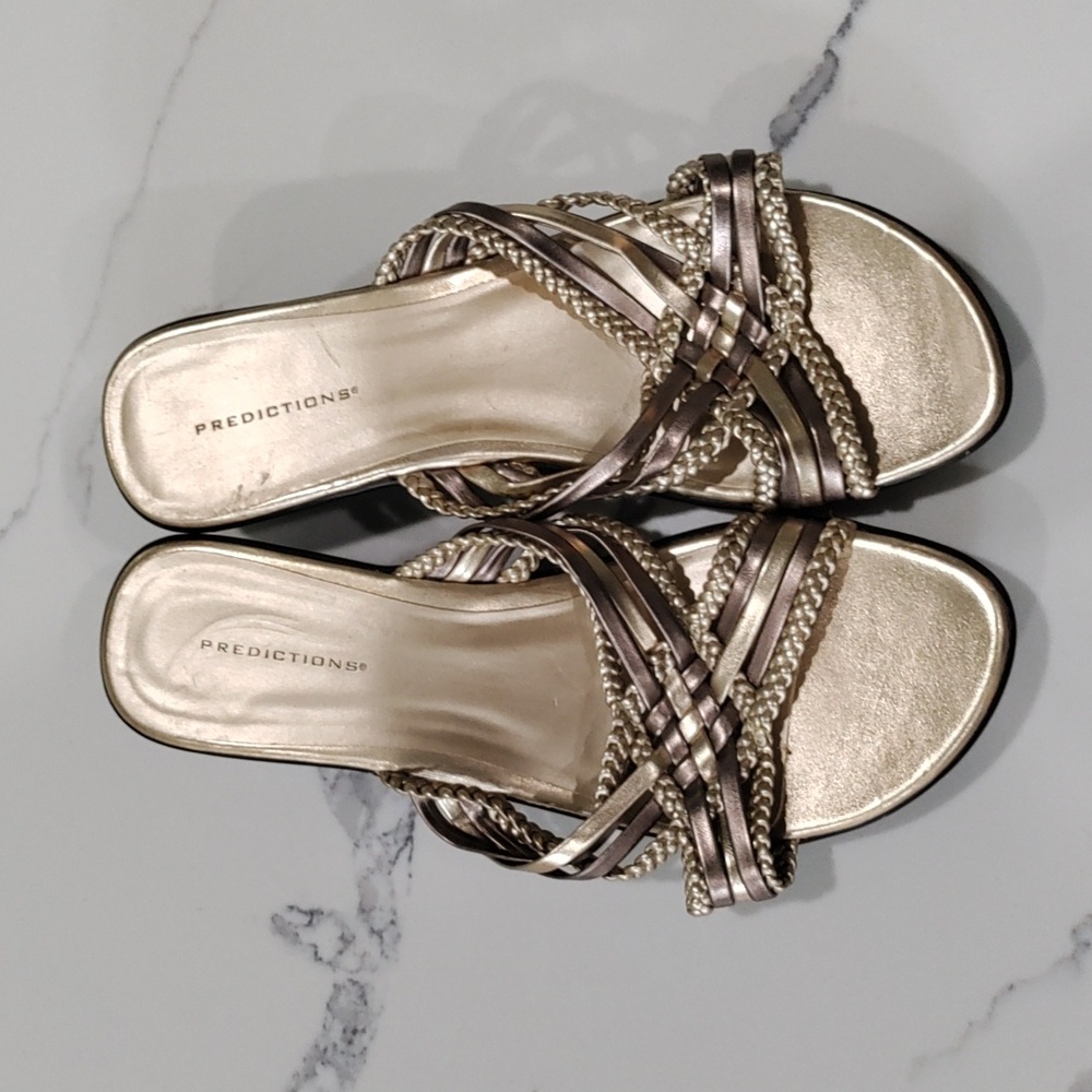 Gold Grey Sandal Heels